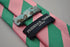 pink and green barber striped tie